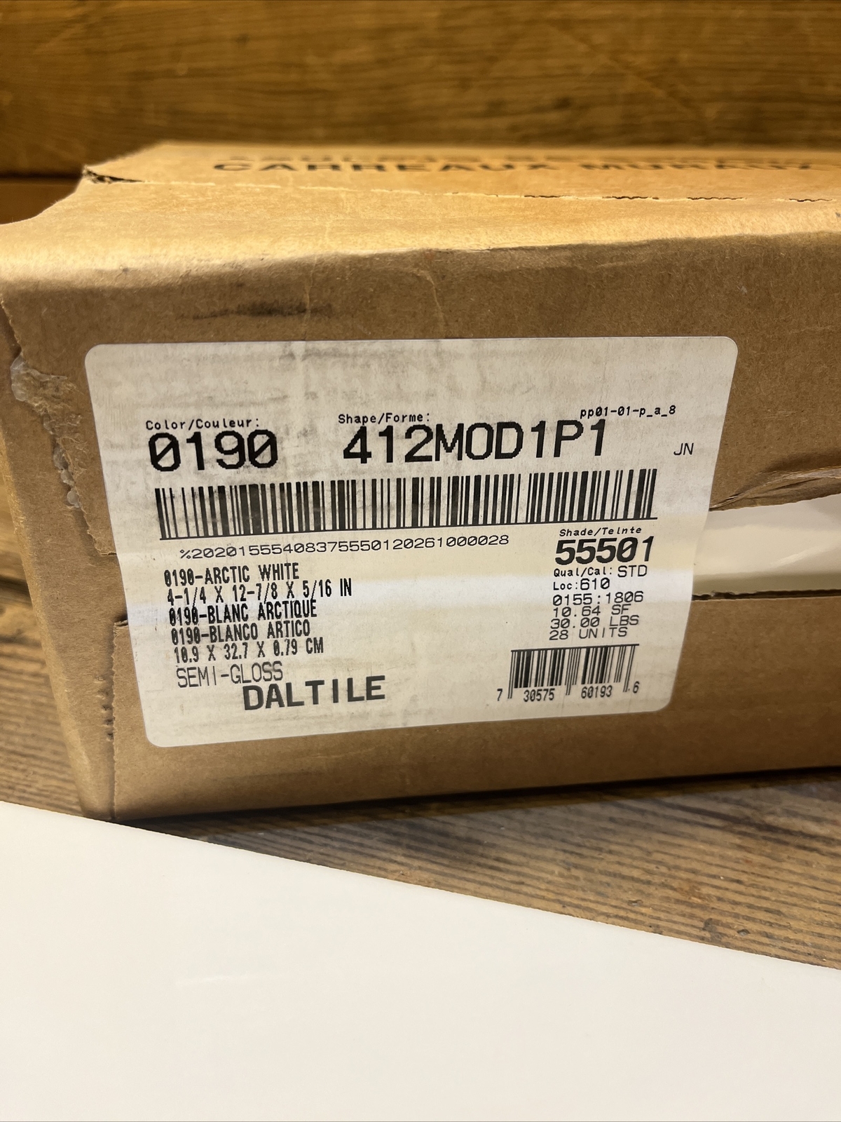 Daltile Artic White Rectangle Tile 412MOD1P1 Bathroom Kitchen 4×12 New Gloss Box