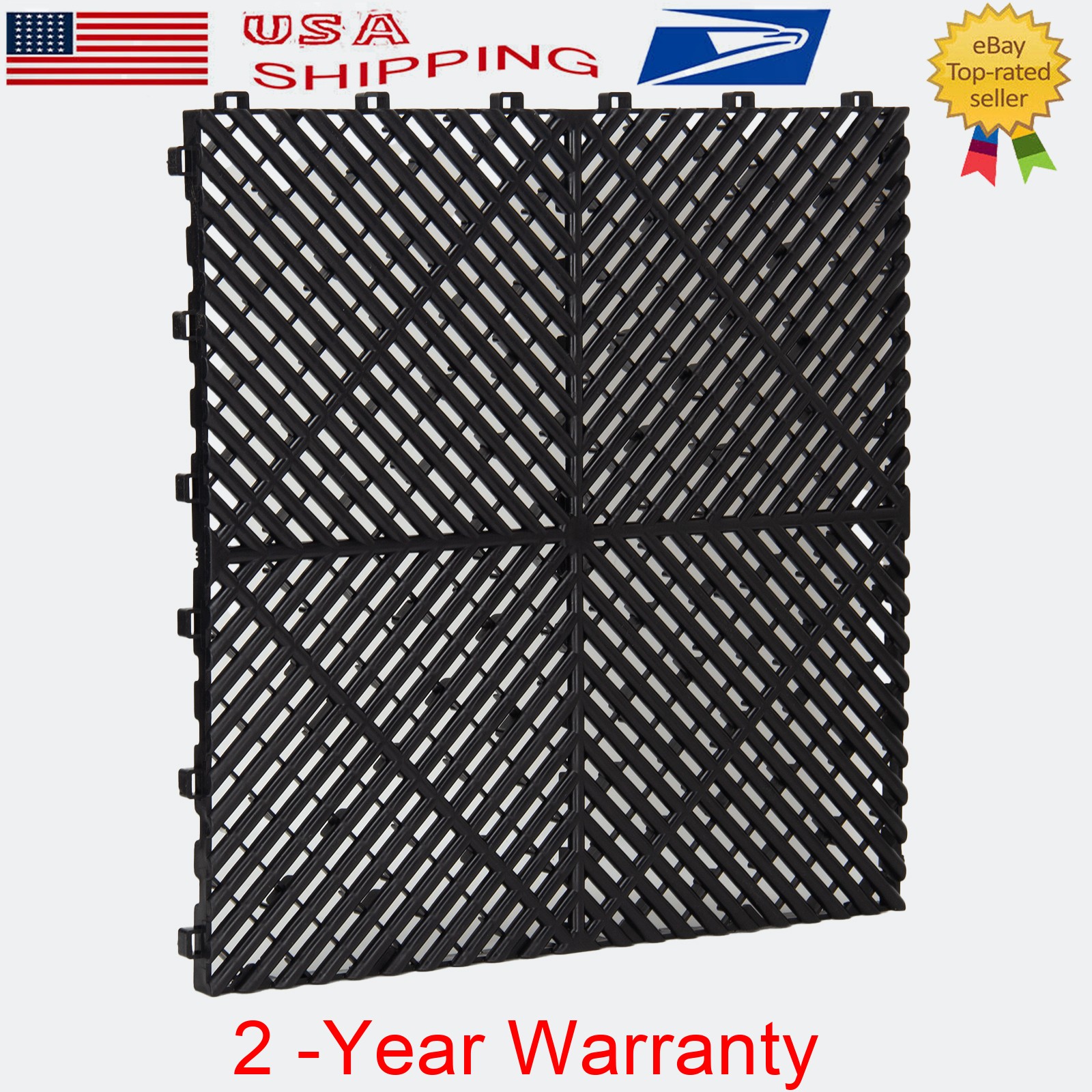 50Pcs Garage Floor Tiles Interlocking PVC 15.75”x15.75” Vented Water Drainage