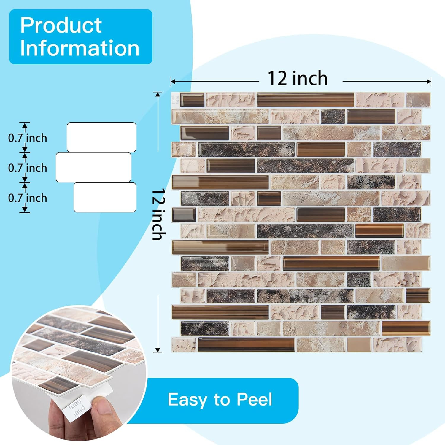 10-Sheet Heavy-Duty Peel and Stick Backsplash, Waterproof Wall Tiles Stick on Ki
