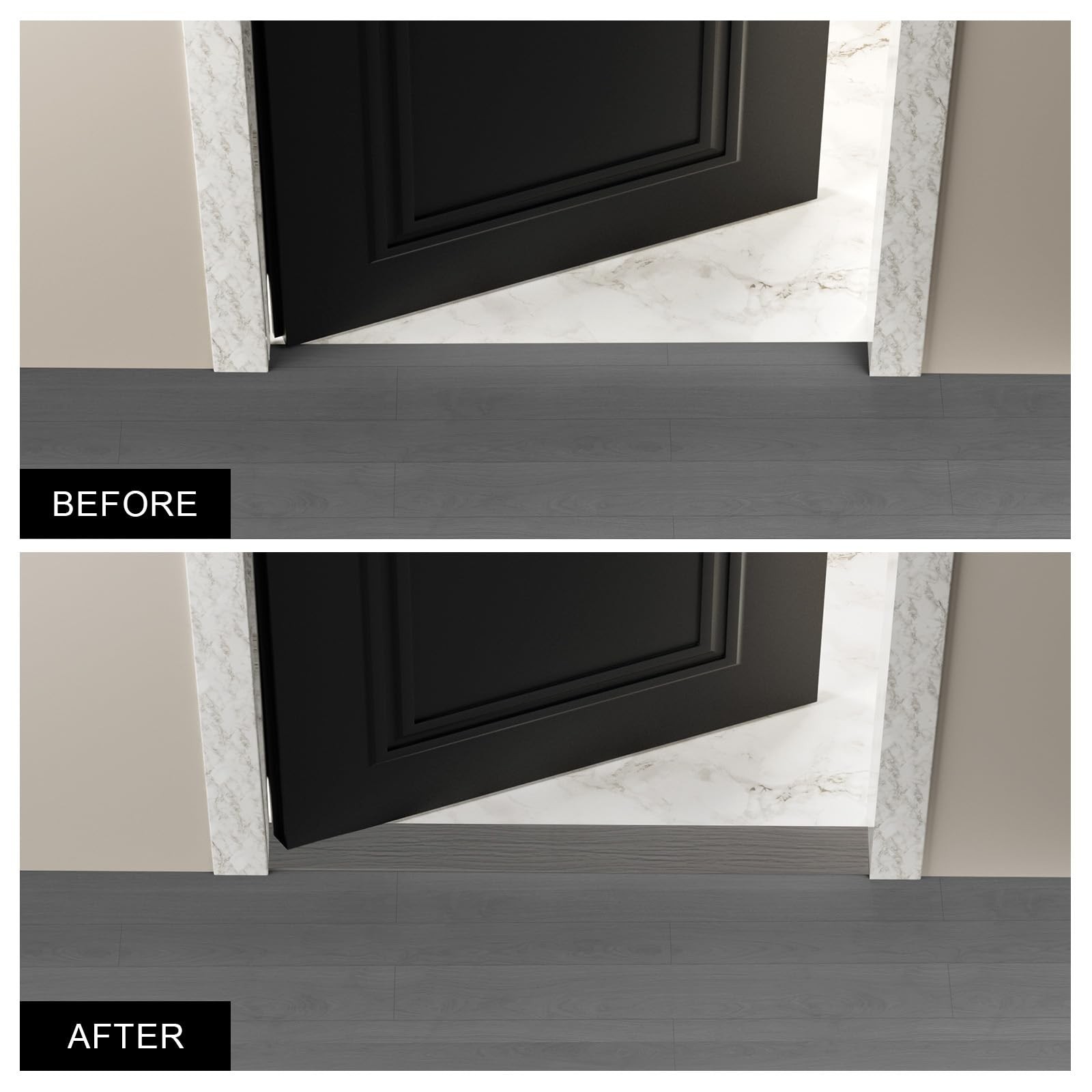 Floor Transition Strip for Carpet to Tile, Grey Wood, 4′ x 1.57″ | Self-adhes…