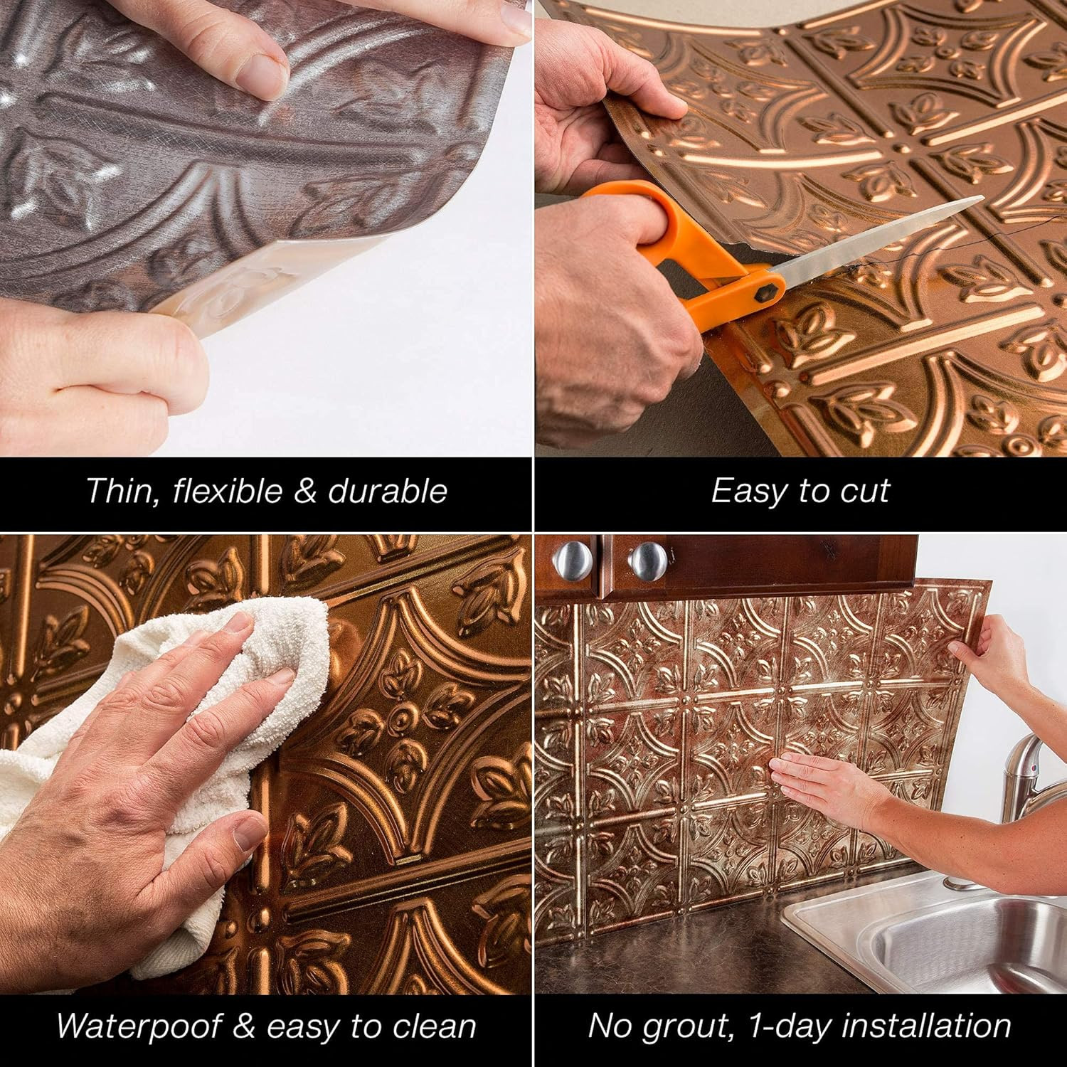 FASÄDE Traditional Style/Pattern 1 Decorative Vinyl Backsplash 15 Sq Ft Kit in M