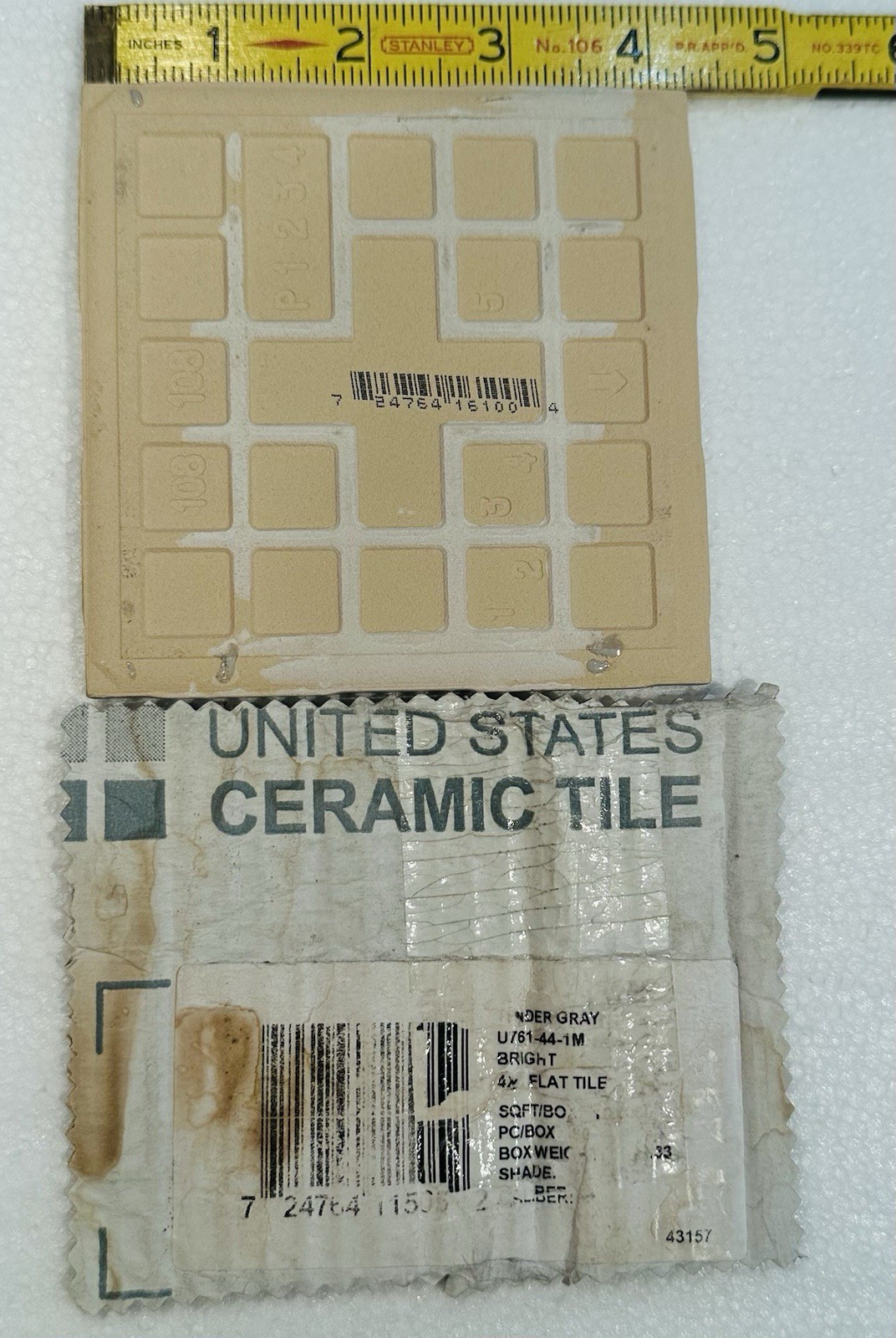 1 pc. Tender Gray: 4-1/4″ Glossy Ceramic Tile by United States Tile Co. #U-761