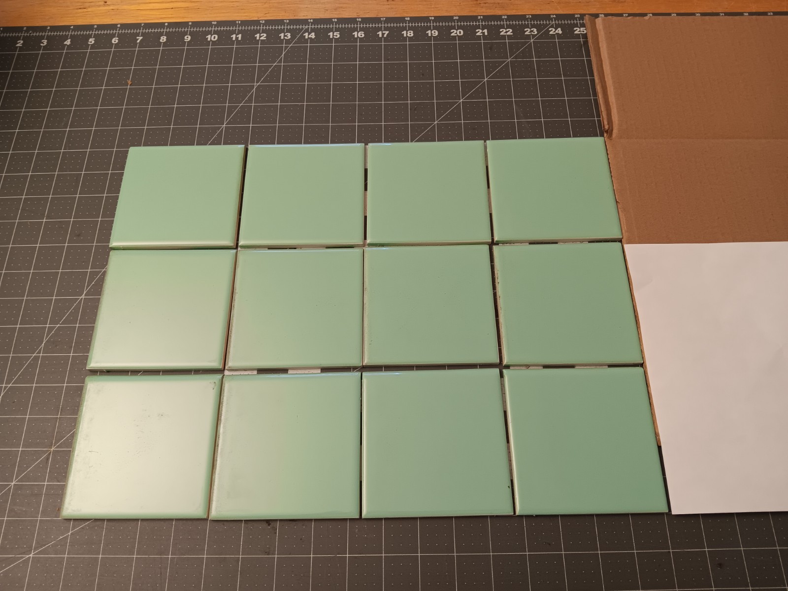 AQUAMARINE 12 pieces DK Vintage Tile Japan New Old Stock 4.25 square BULLNOSE