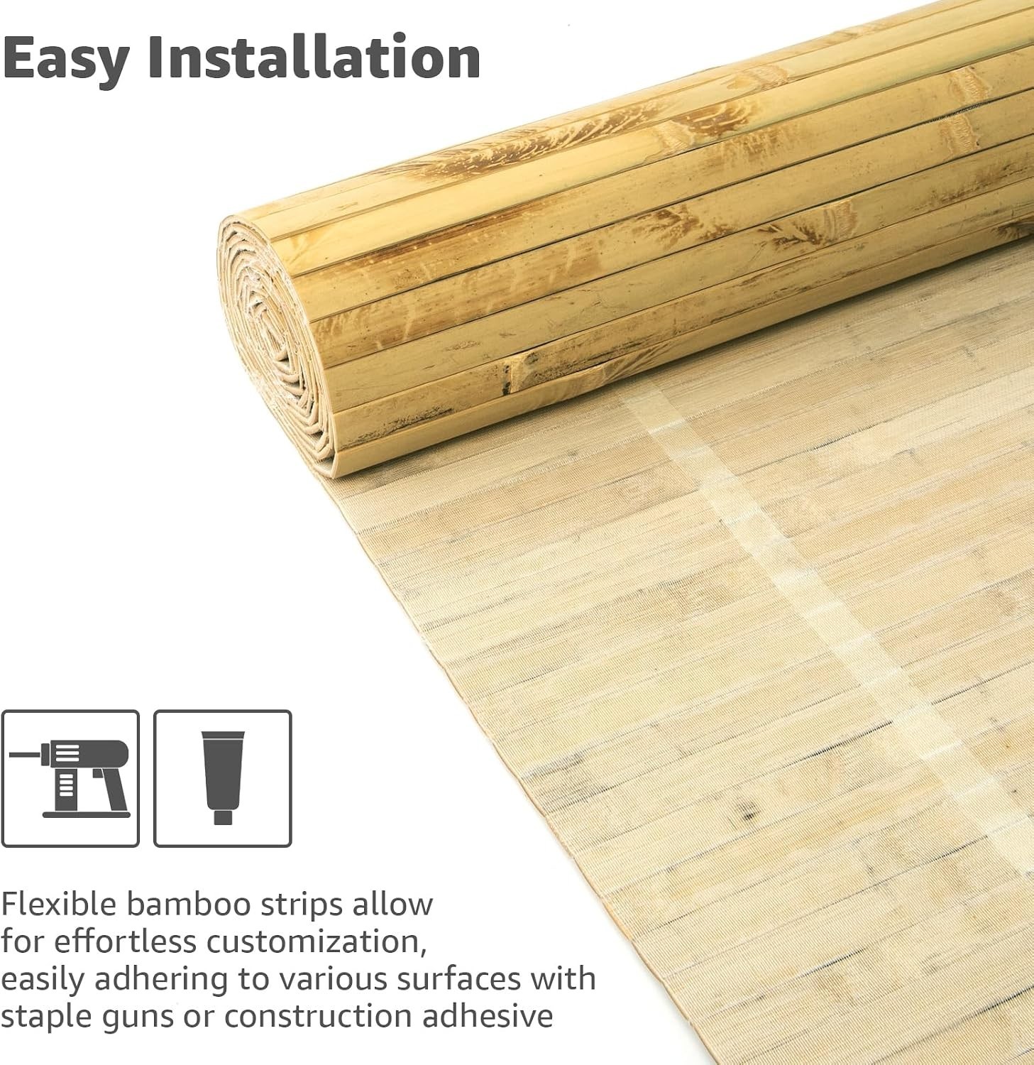 Natural Bamboo Wall Panel for Interior Wall Decor, Renewable Pole Wrap Wainsc…