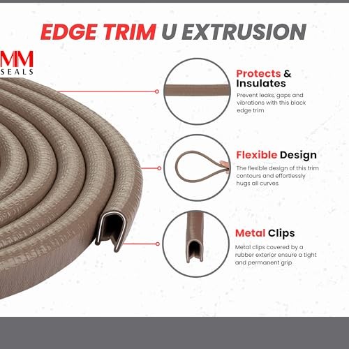 Brown Edge Trim Black U Extrusion Medium Size | U Height: 17/32″, Grip 10 Feet