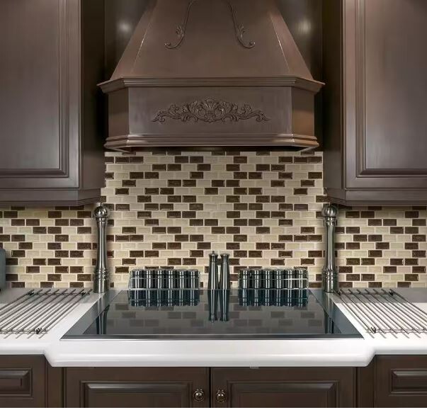 Hazelnut Butter Crackle Cream Interlocking Glossy Ceramic/Glass Wall Mosaic Tile
