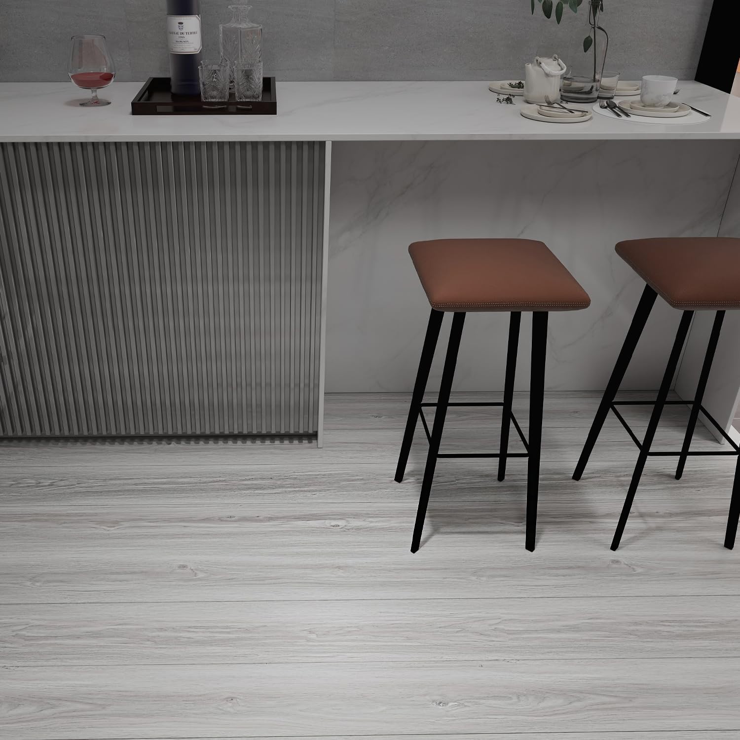Wood Grain Peel and Stick Floor Tiles – 11.8” Width, Full Roll Length of 118″…