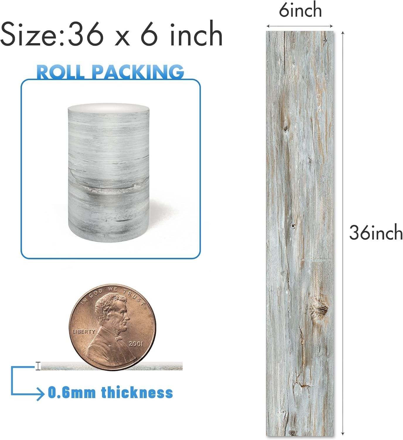 54 Sq.Ft,Wood Floor Tiles,36 Pack Grey Vinyl Flooring No Adhesive Residue 36″…