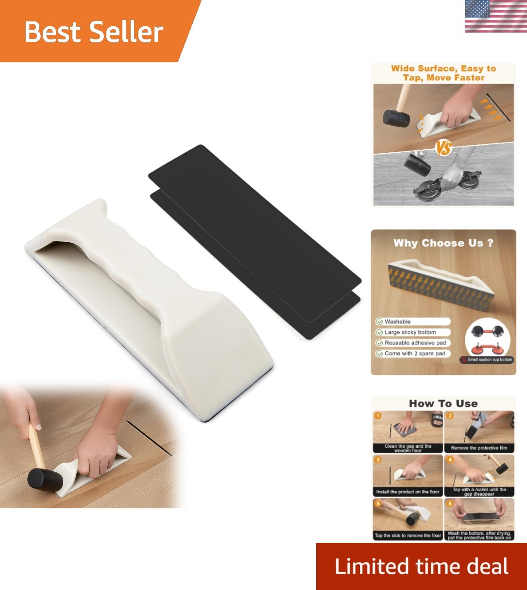 Floor Gap Fixer Tool, Heavy-Duty Plank Grabber Laminate Flooring Tools Wood F…