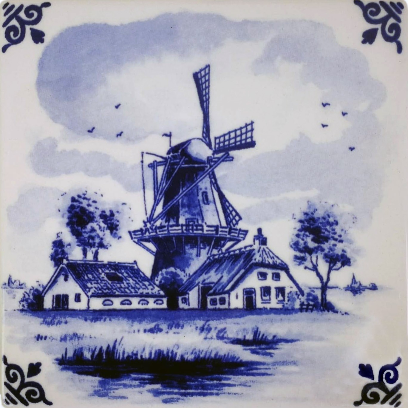 Ceramic Tile Portuguese Azulejos Vintage Blue Delft Dutch Reproductions Tiles