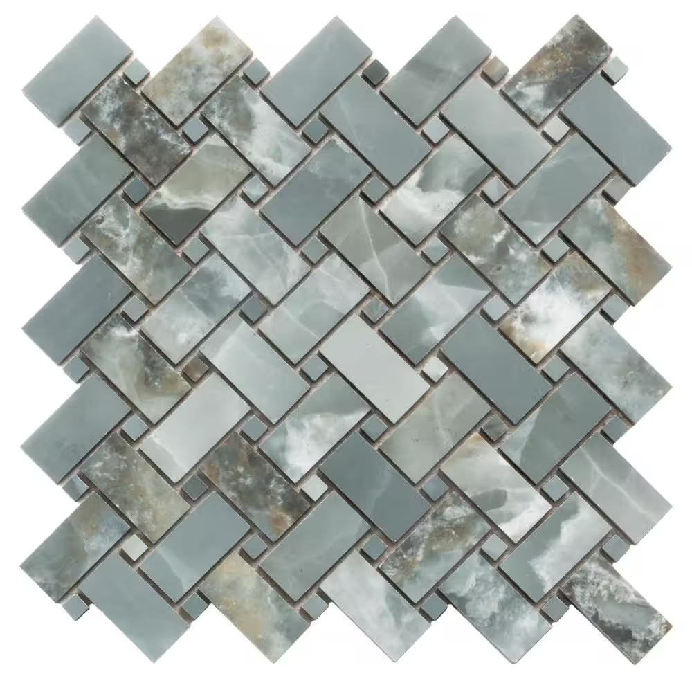 Splendor Green 11.81 In. X 11.81 In. Matte Porcelain Mosaic Wall and Floor Tile