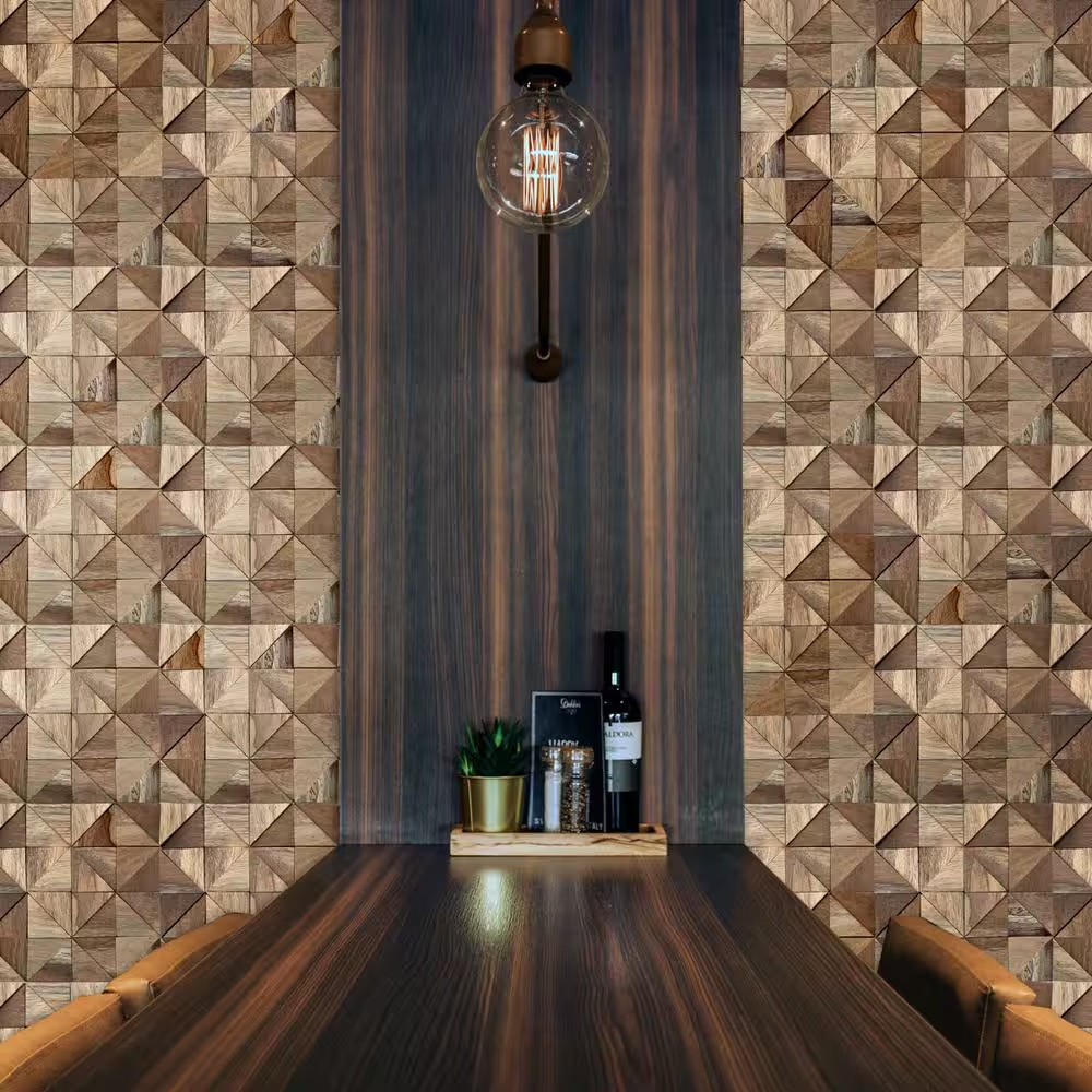 11-7/8 In. X 11-7/8 In. X 1/2 In. Authentic Boat Wood Mosaic Wall Tile Natural (