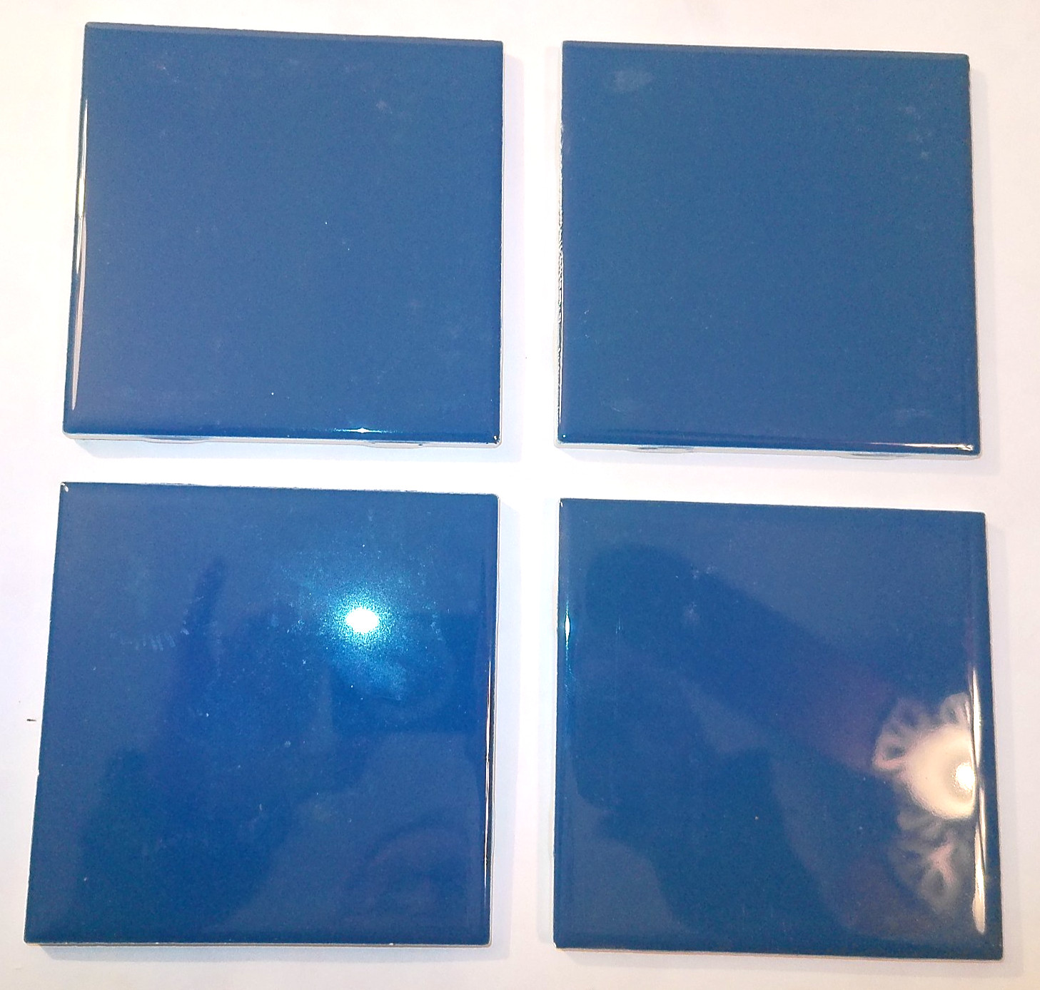 Glossy Ceramic Tile Blue 4.25″ X 4.25″ New old stock Lot of 4 Country Blue