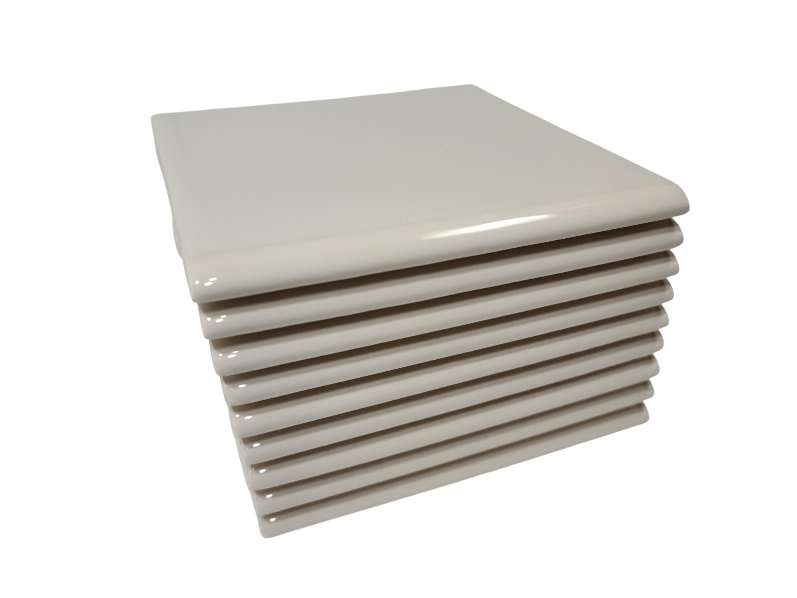Beige Bullnose 4.25 in Ceramic Tile Almond Bone Subway Square Curved Edge Trim