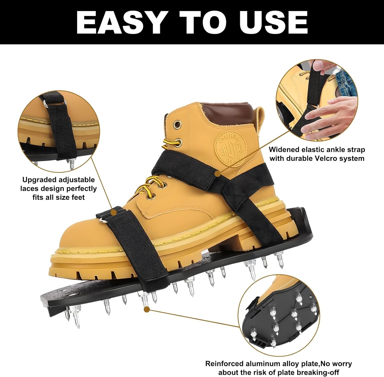 Epoxy Floor Spiked Shoes Fully Assembled Gunite Large 1 Pair, Fine Black