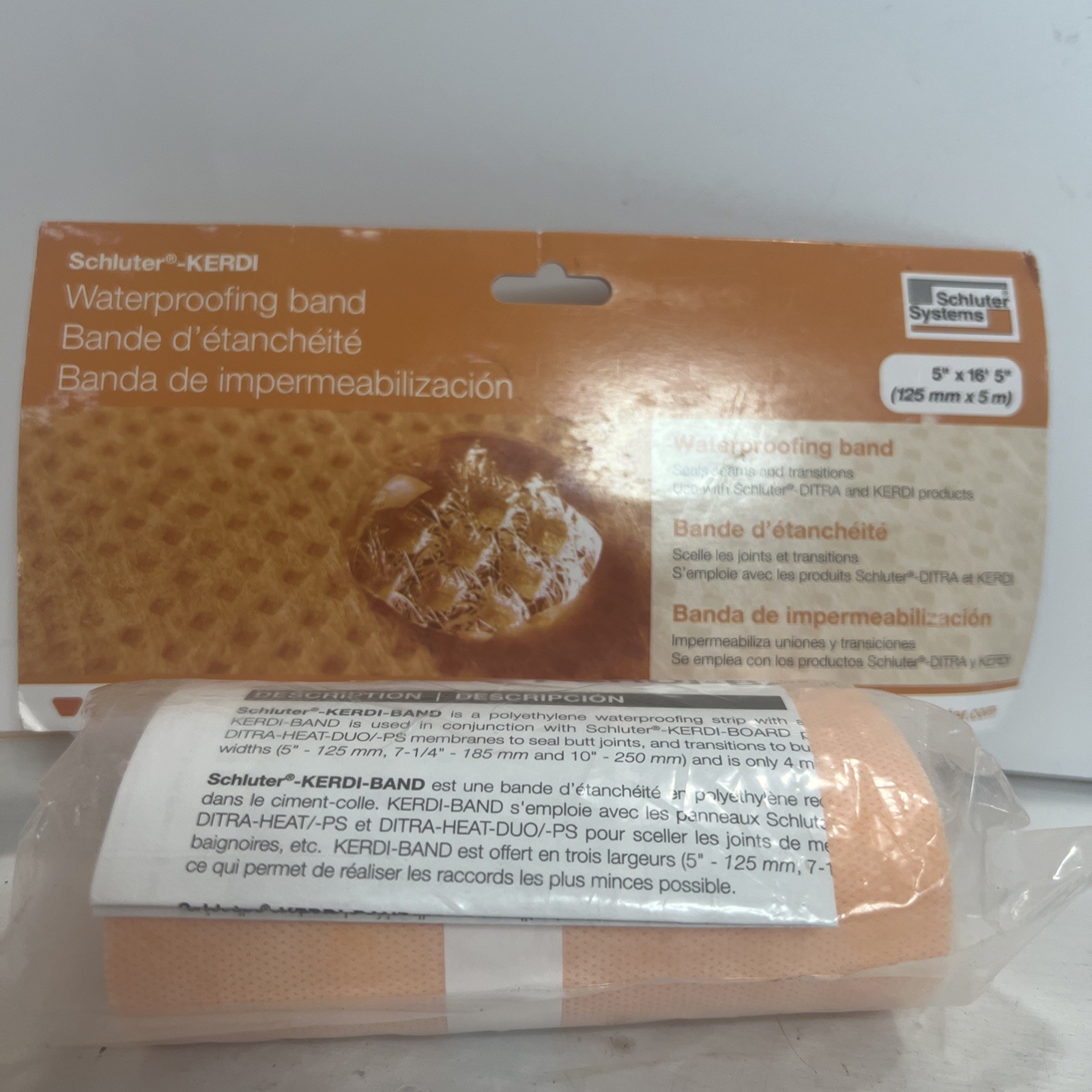 SCHLUTER KERDI BAND 5″ x 16’5″ – WATERPROOFING BAND STRIP – SHOWER CONSTRUCTION