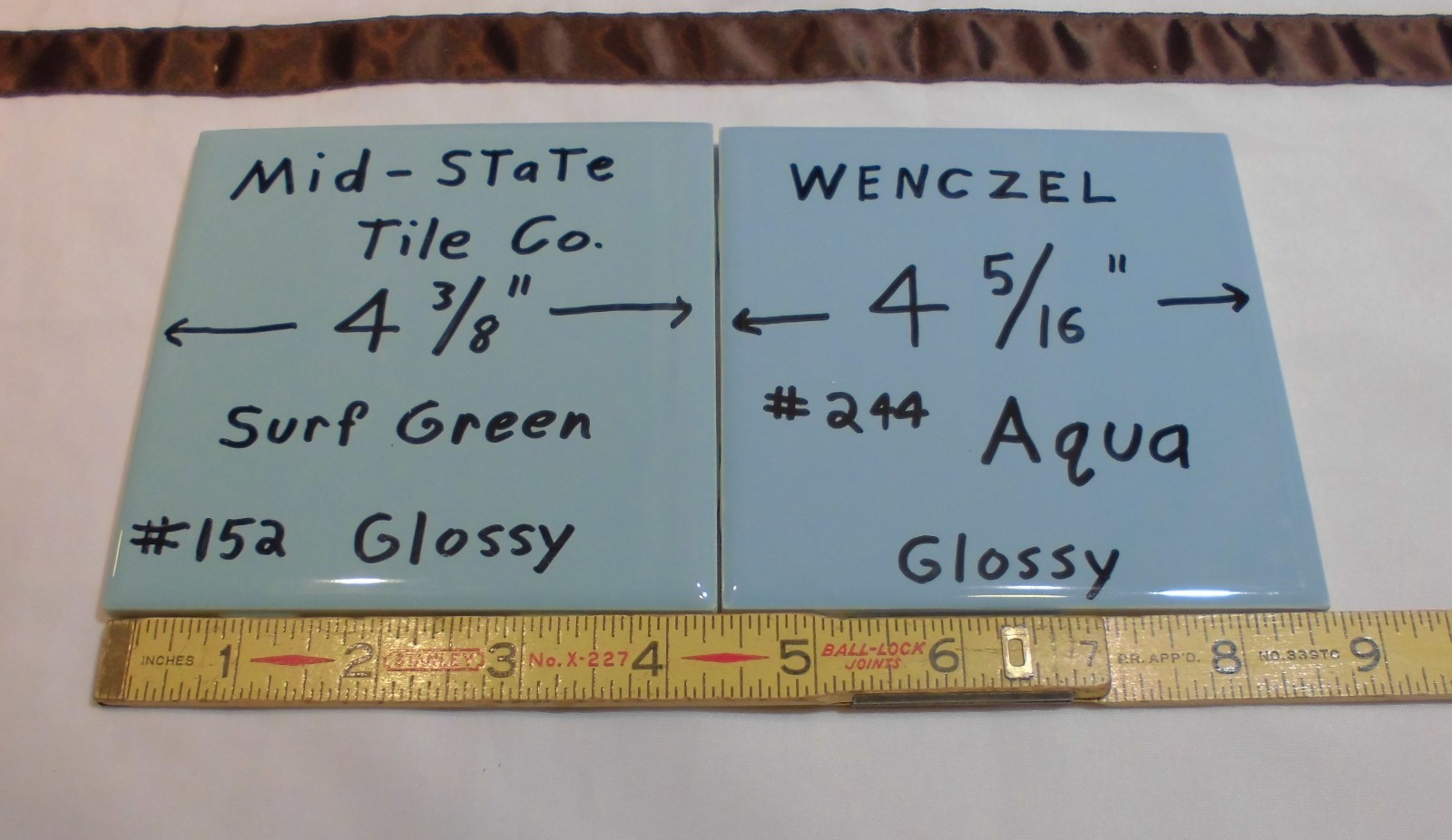 1 pc. Glossy Ceramic Tile *Blue-Green* by Wenczel Tile Co. 4-5/16″ Aqua Color
