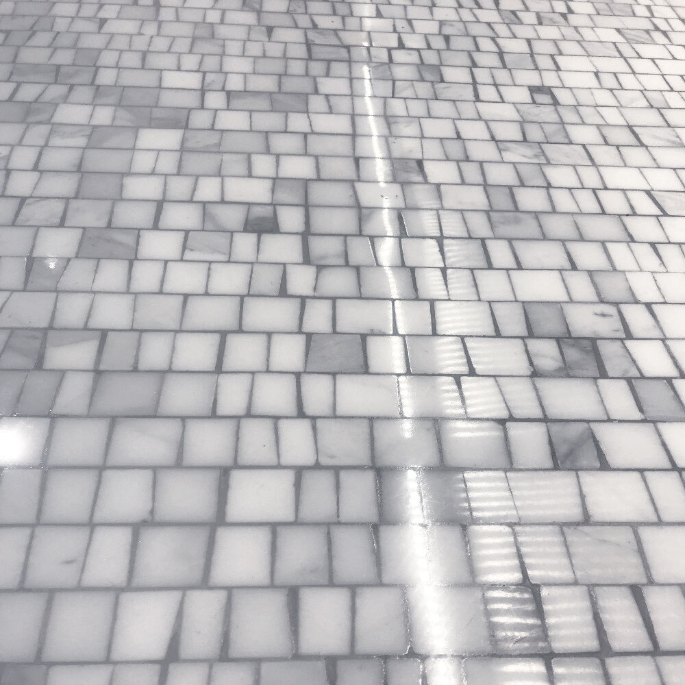 C29P Carrara White Marble HandClipped Random Broken Mosaic Tile Polished