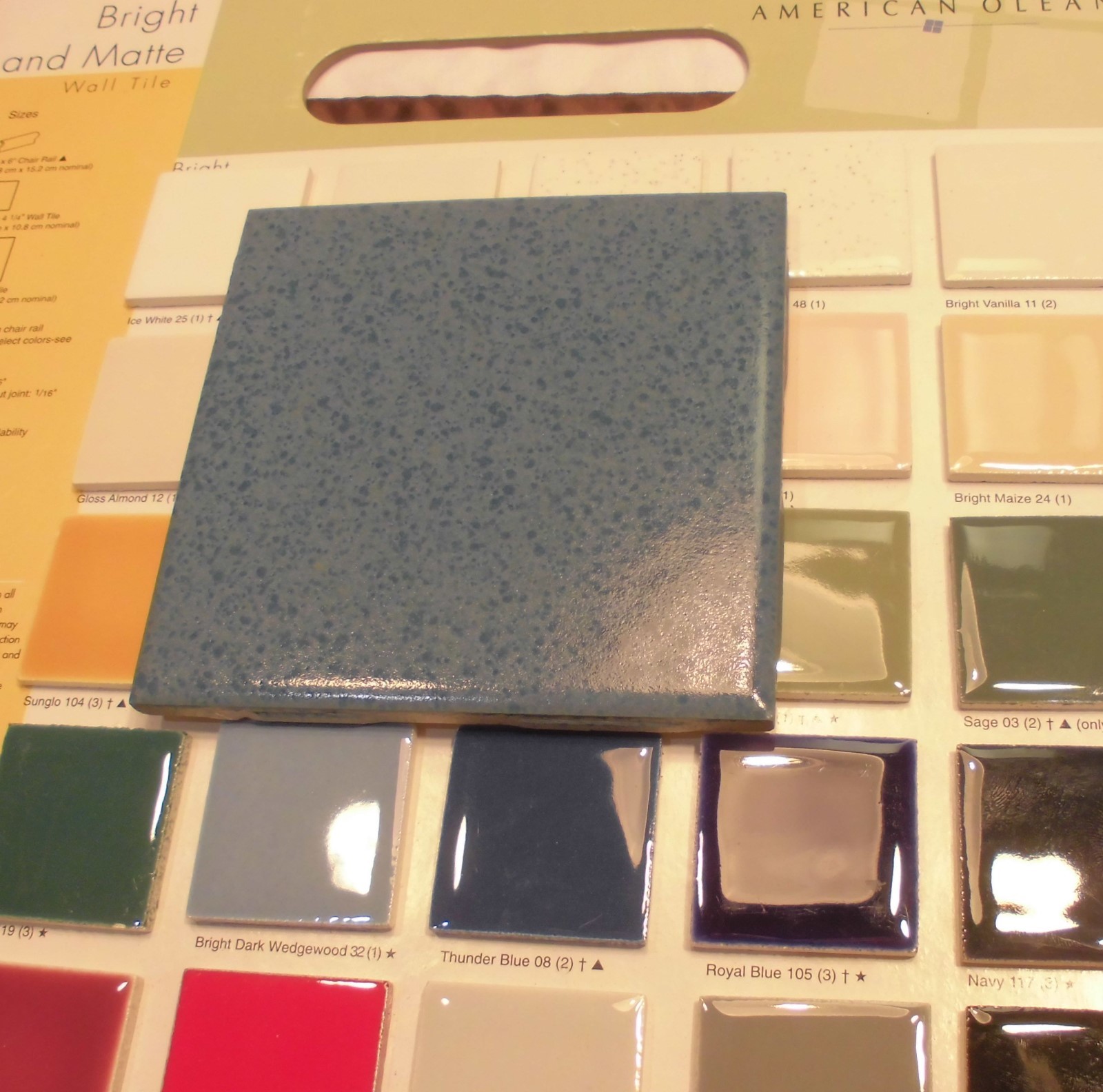 1 pc. *Thunder Blue* Matte Ceramic Tiles 4-3/8″ Crystal Glazed by M.C.T. NOS