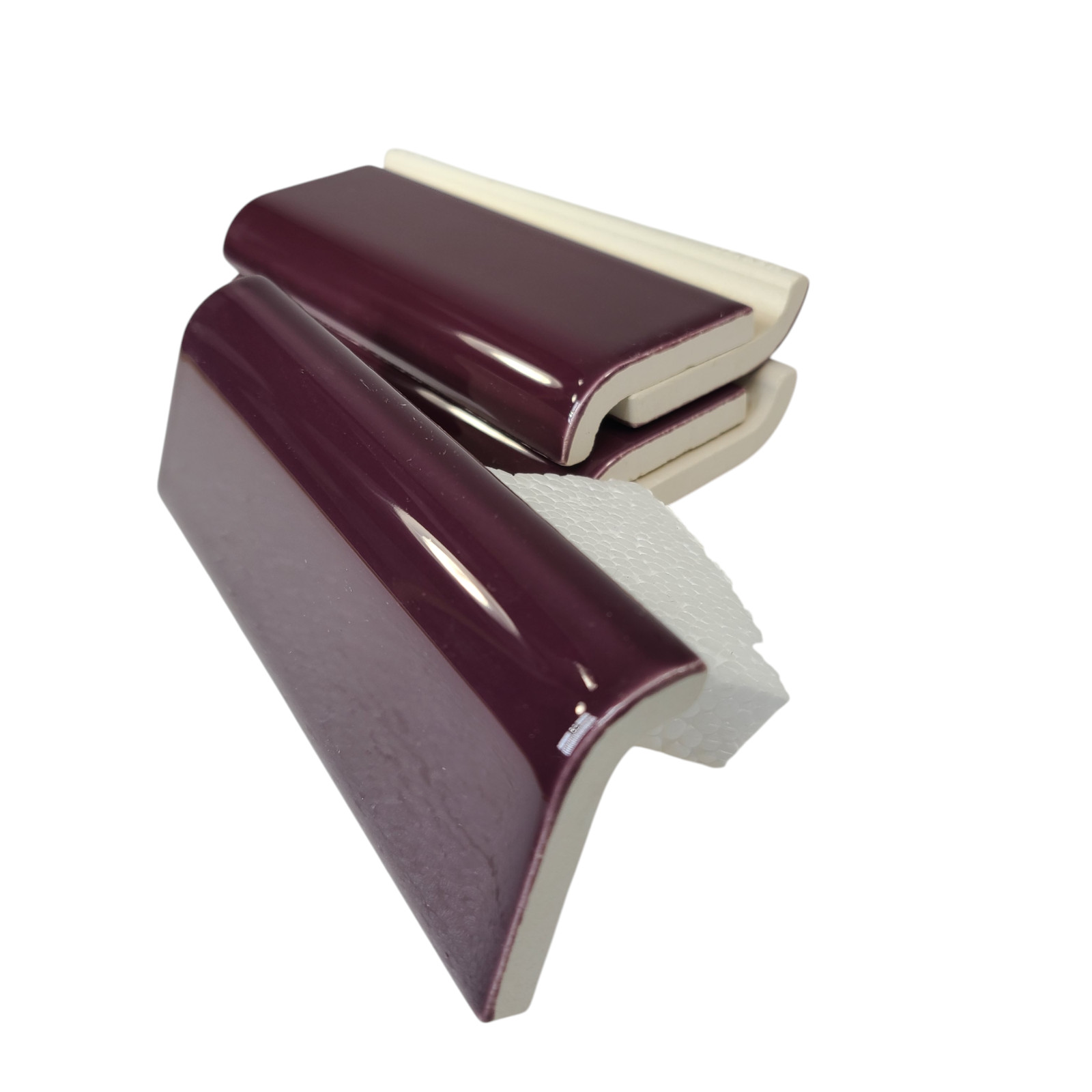Purple Plum Ceramic Tile Mud Cap Bullnose Mudcap Subway Trim Shower Backsplash