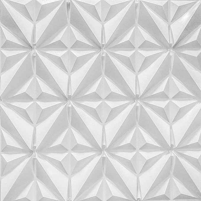GF Casa Decor Textured 3D PVC Wall Panels AFRICA – 12pc White 19.7″ x 19.7″