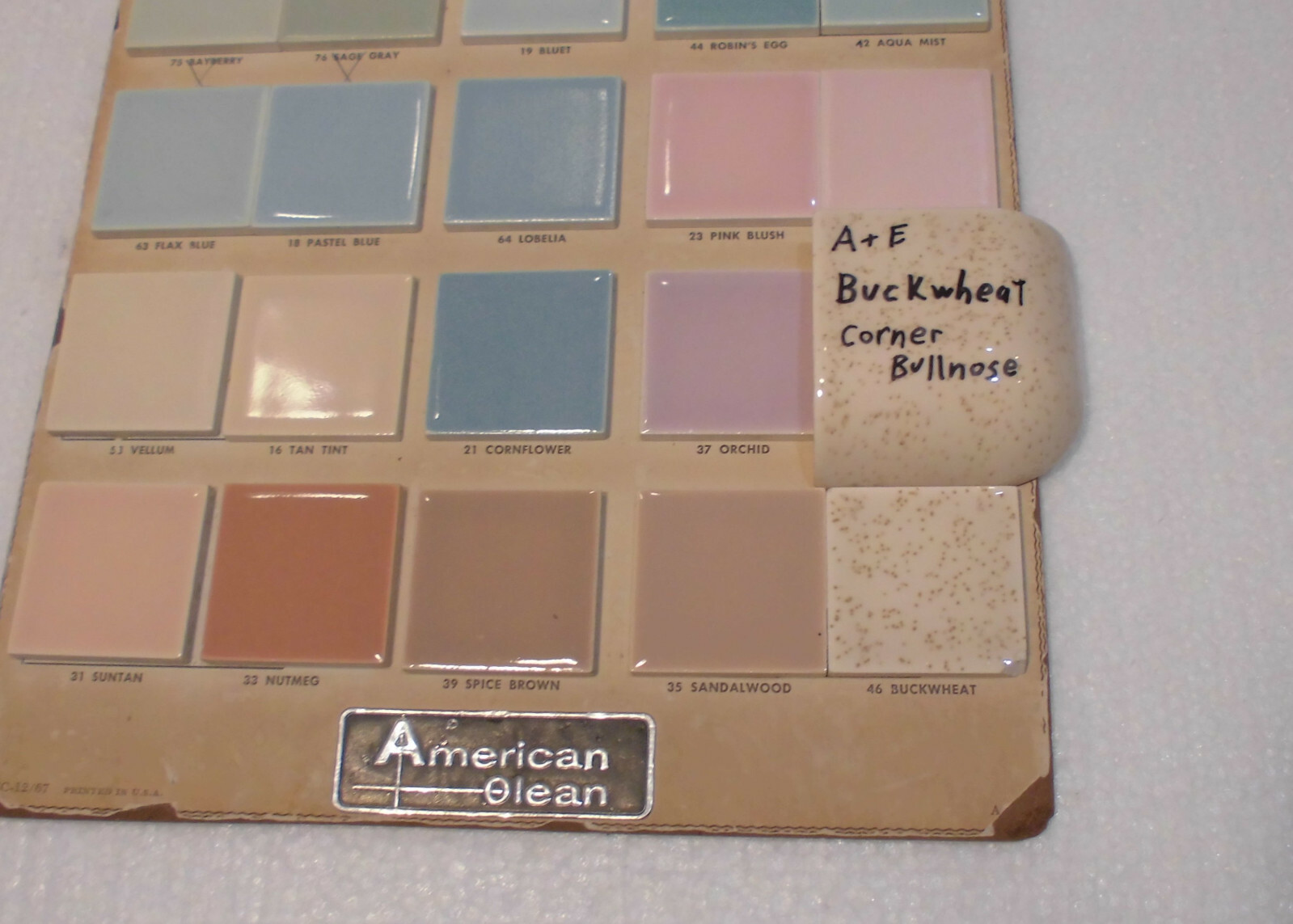 1 pc. Buckwheat Ceramic Bullnose Outside Corner Tile 2″ X 2″ American Olean