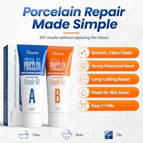 Tile Repair Kit (Pure White), Ceramic & Porcelain Tile Chip Repair Kit with Supe