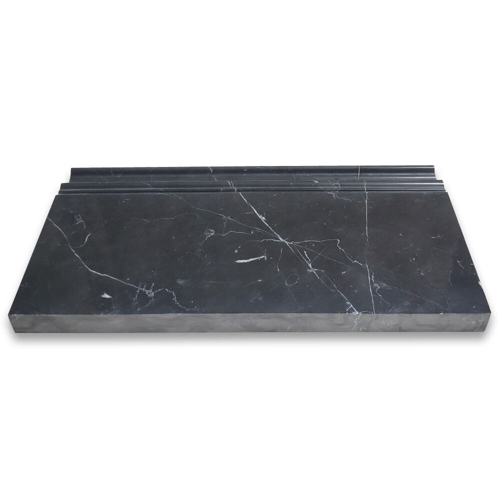 N06P Nero Marquina Black Marble Skirting Baseboard Trim Molding Polished