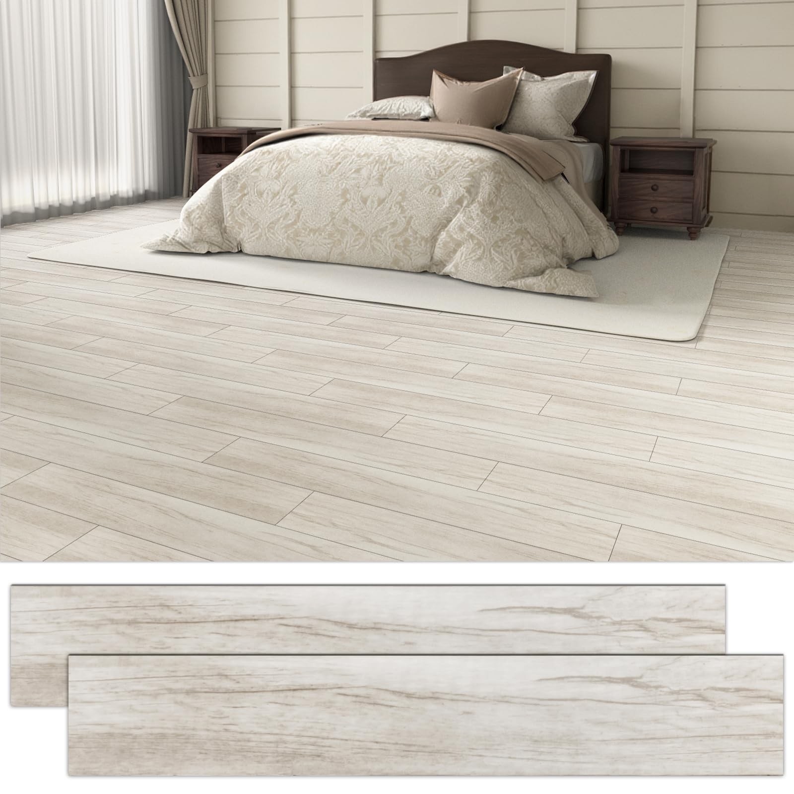 30 Sq.Ft. Peel and Stick Vinyl Floor Tiles 36″ x 6″ Wood Look Planks, 20 Pack…
