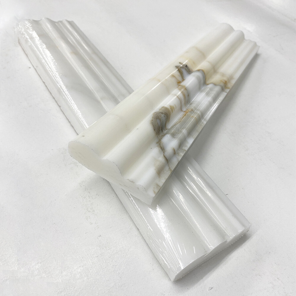 G14P Calacatta Gold Calcutta Marble 2-1/2×12 Chair Rail Trim Molding Polish