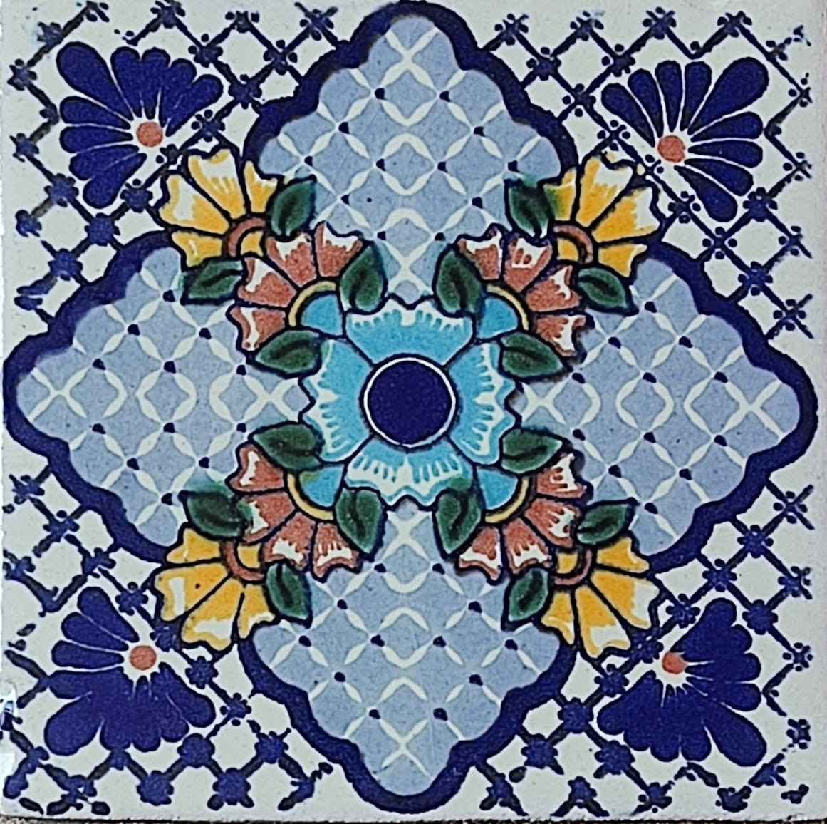 C#130) MEXICAN TILES CERAMIC HAND MADE SPANISH INFLUENCE TALAVERA MOSAIC ART