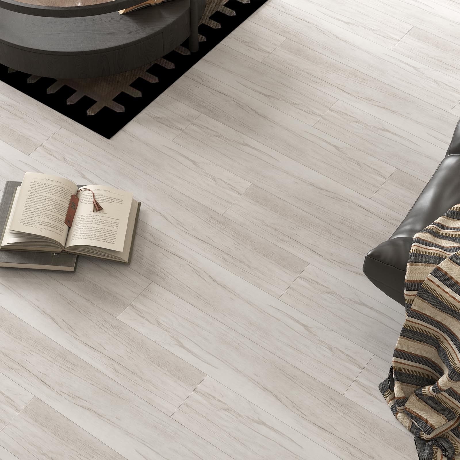 30 Sq.Ft. Peel and Stick Vinyl Floor Tiles 36″ x 6″ Wood Look Planks, 20 Pack…