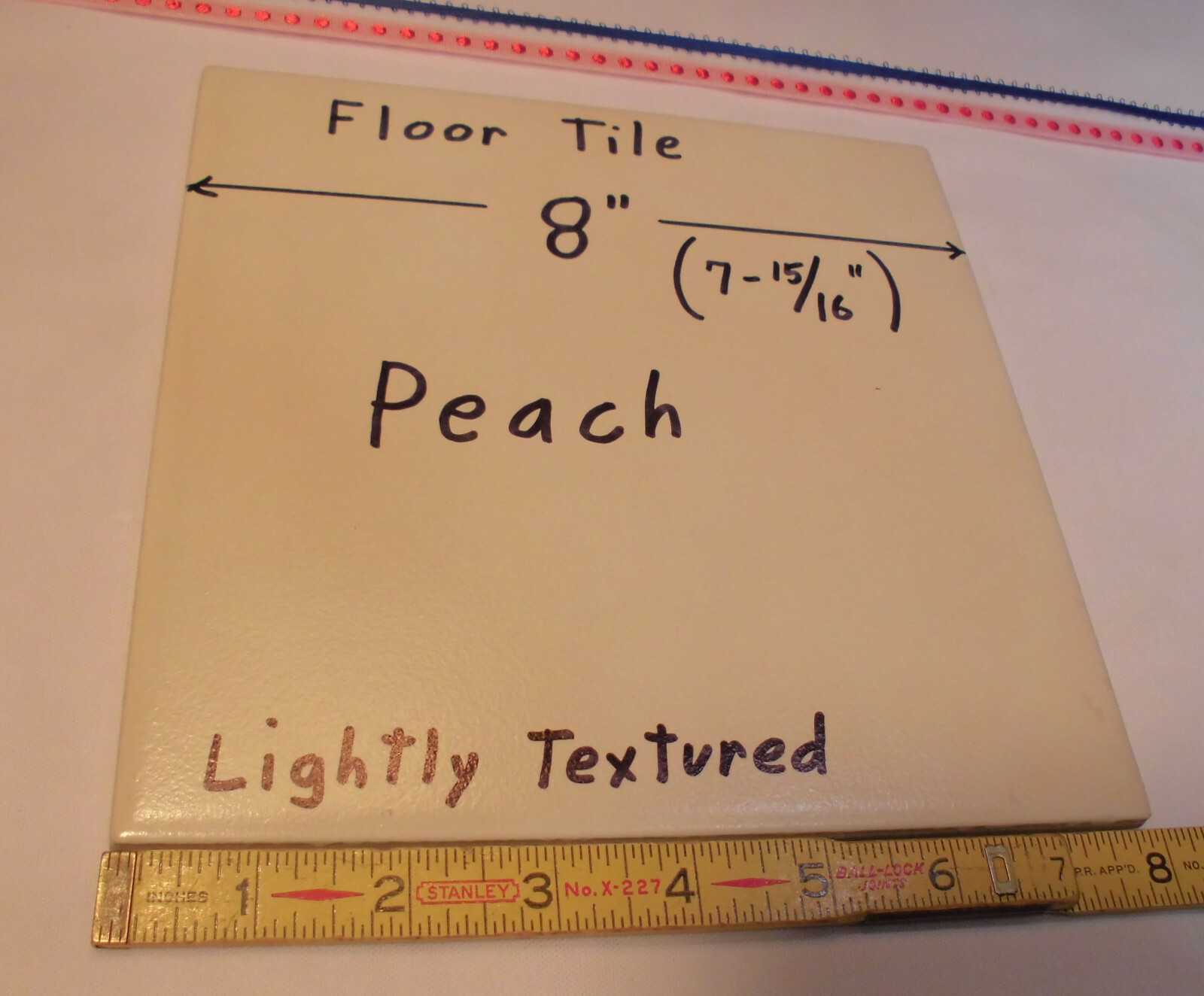1 pc. *Peach* Ceramic / Porcelain Floor Tile 8″ X 8″ Lightly Textured New