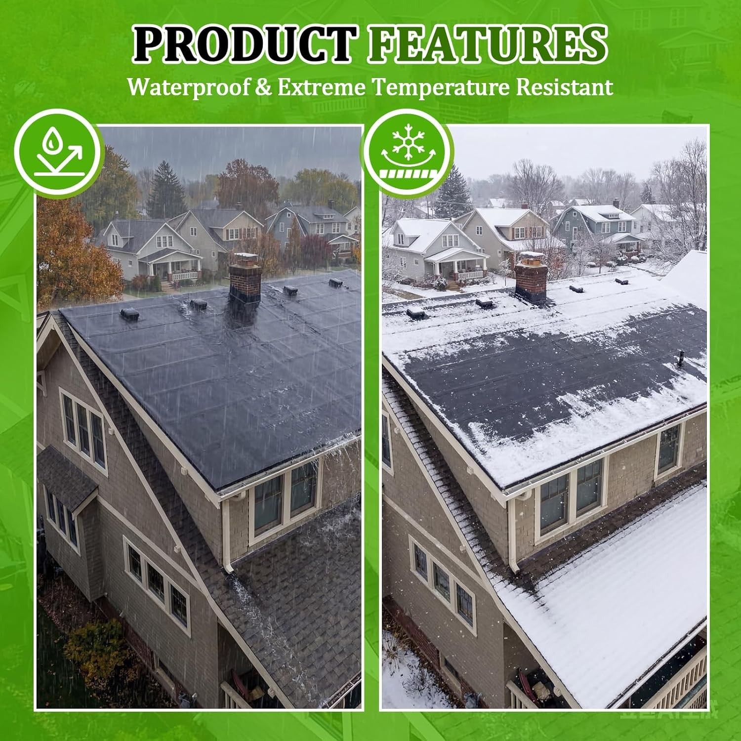 Self-Adhesive EPDM Rubber Roofing Membrane, 39″ x 15′ Waterproof Underlayment