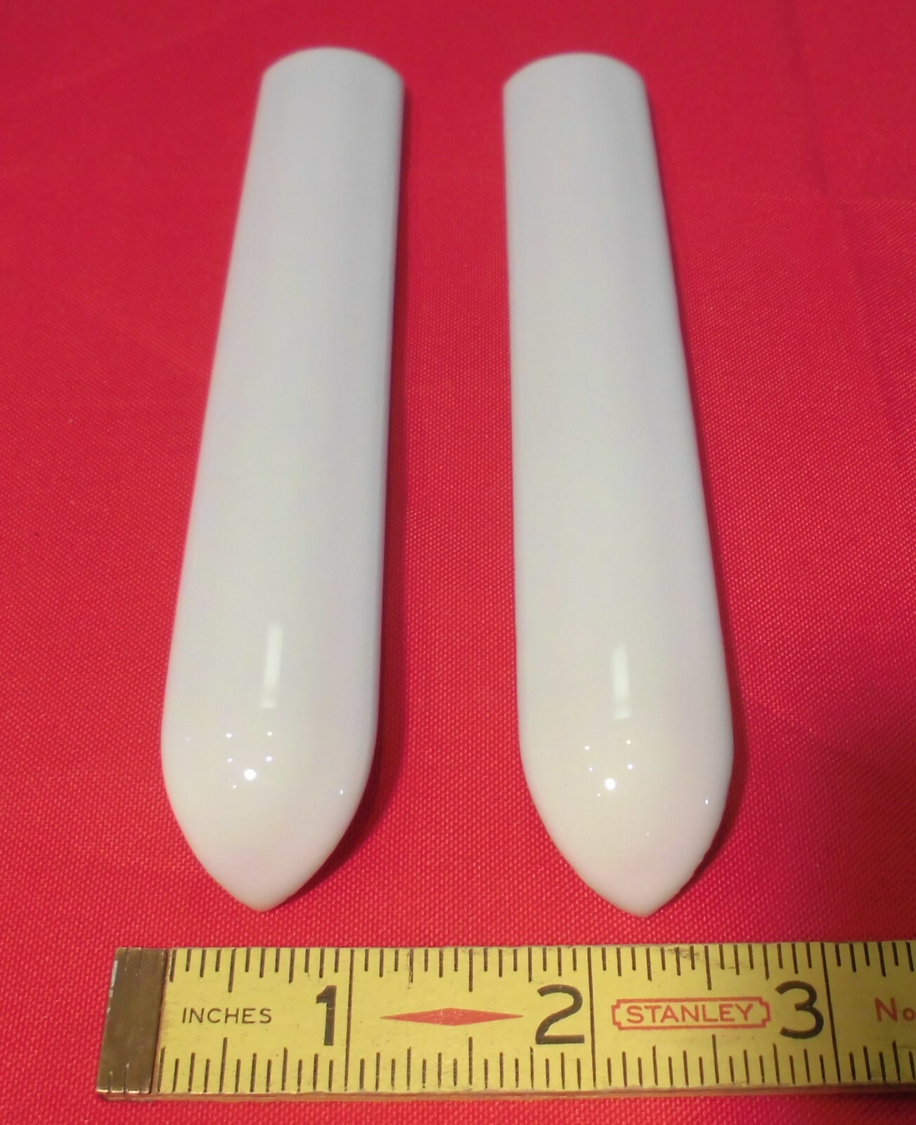 2 pcs. *Gloss White* Ceramic Quarter Round Tiles 1″ X 6″ Finished Corner Beak