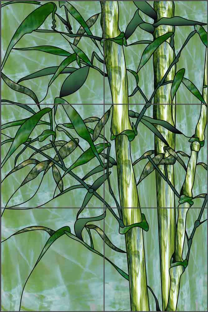 Bamboo Tile Mural Paned Expressions Tropical Art Ceramic Backsplash OB-PES35