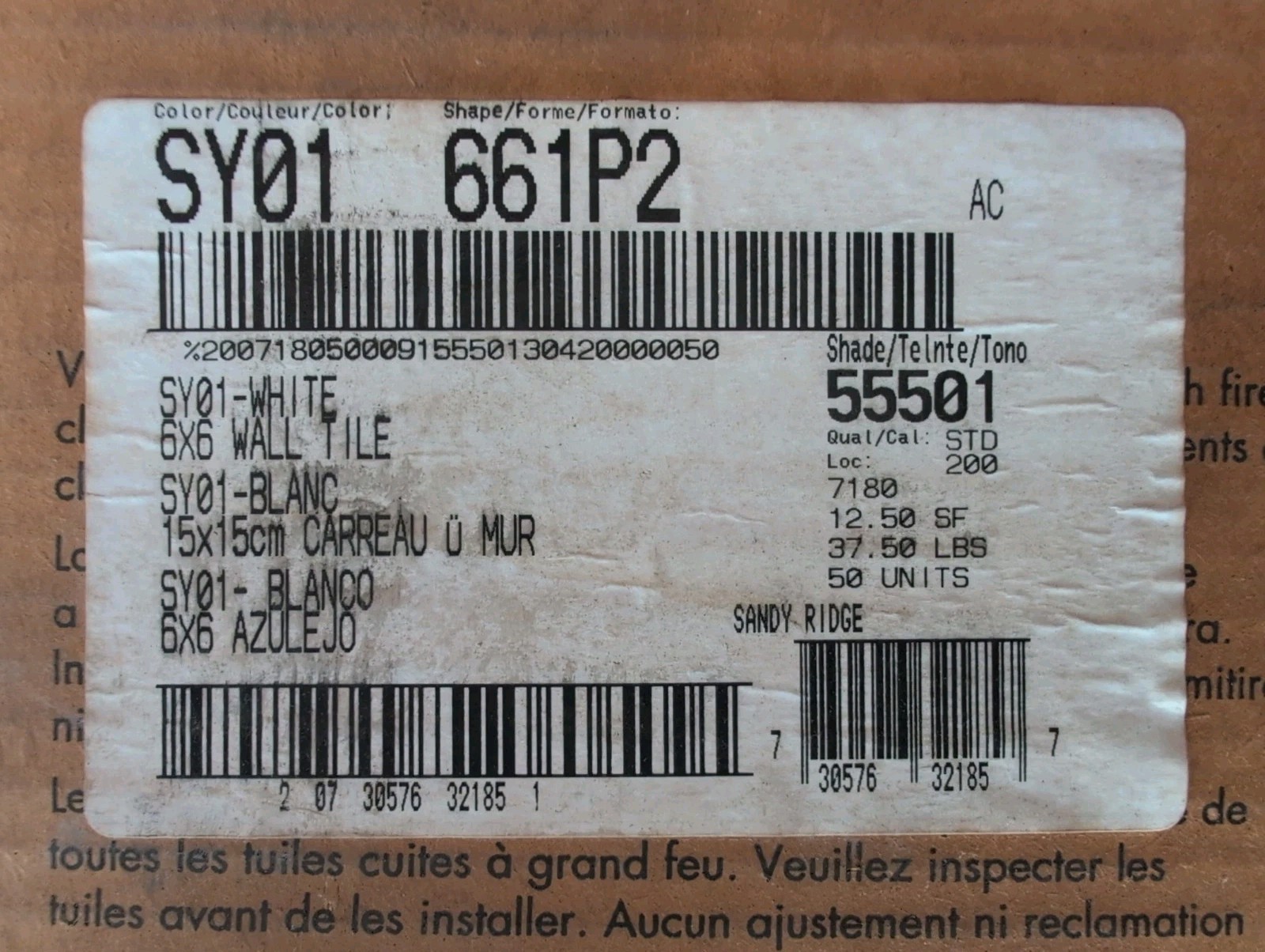 2 pcs American Olean Ceramic Tile Sandy Ridge series “White” SY01 6″ Square