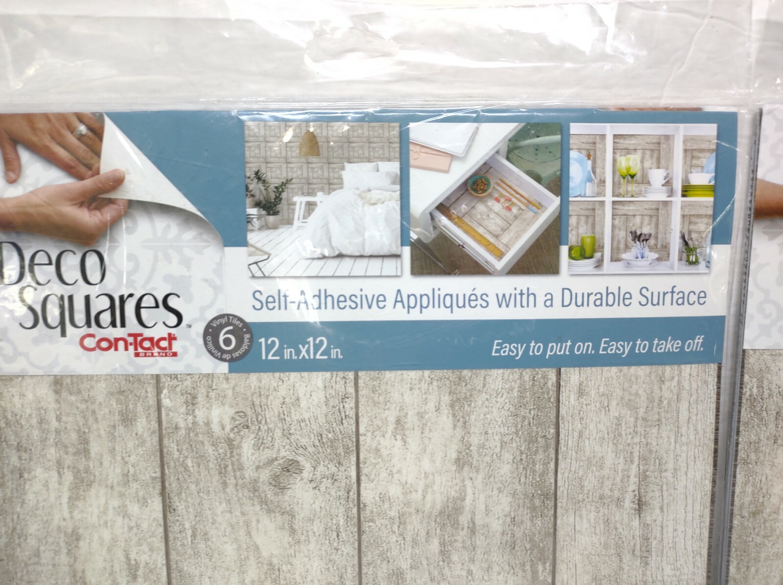 12 Tiles Contact Deco (2 Packs) Squares 12″ x 12″ Vinyl 6 Per Pack Wood Gray
