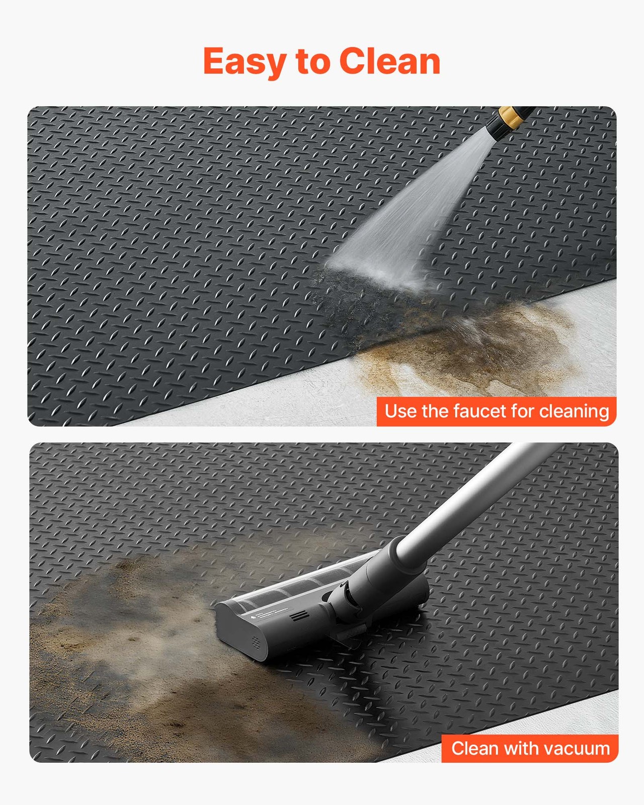 VEVOR Garage Floor Roll 4×20 ft Rubber Diamond Mat Waterproof Non-Slip Black