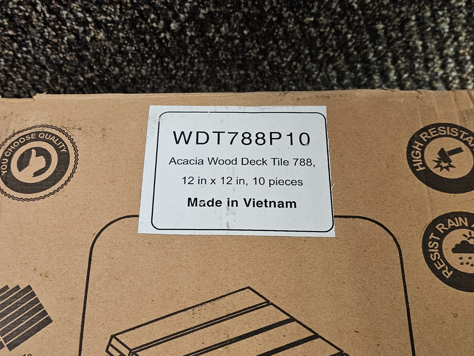 (QTY 10) Acacia Hardwood Deck Tile, Interlocking Patio Tile 12″ x 12″ WDT788P10