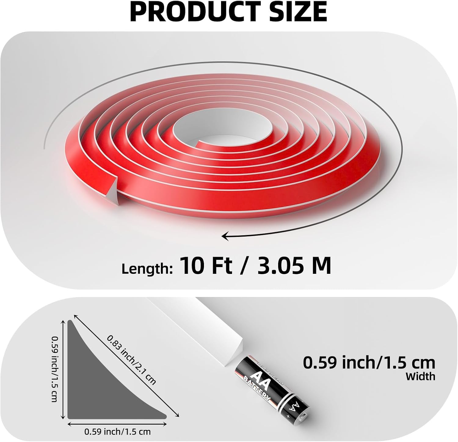 10Ft Quarter Round Trim L-Shaped Bendable Silicone Self-Adhesive Peel and