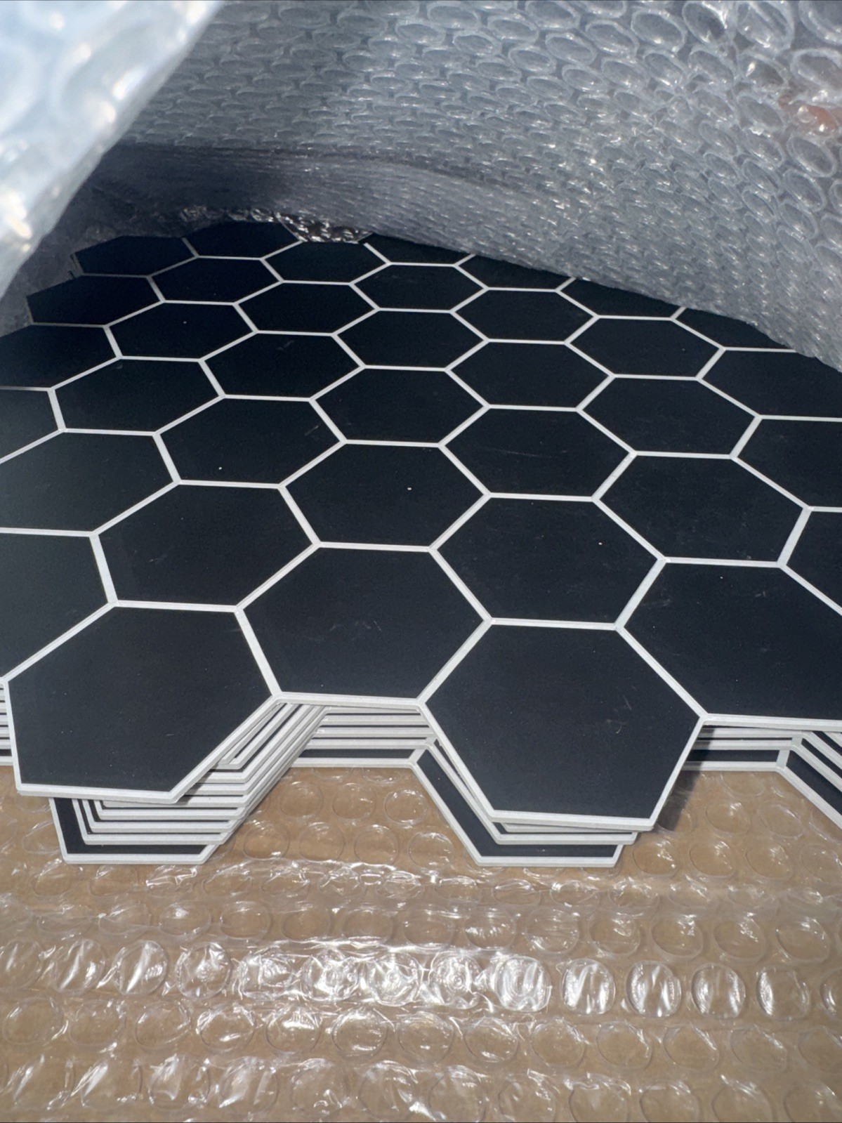 Hexagon 12 in. x 12.2 in. Black SPC Peel and Stick Backsplash Wall Tile (10 PK)