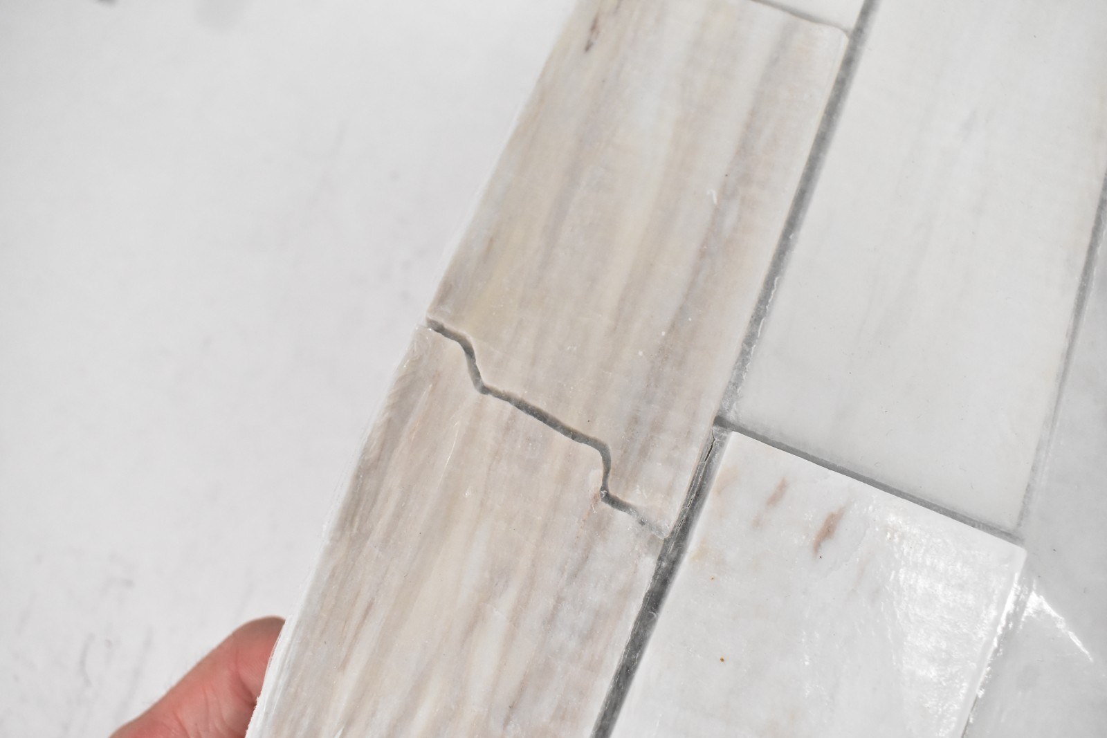 Lot of 10 Angora Subway Polished Marble Mosaic Tiles CRACKED/CHIPPED 11.81″