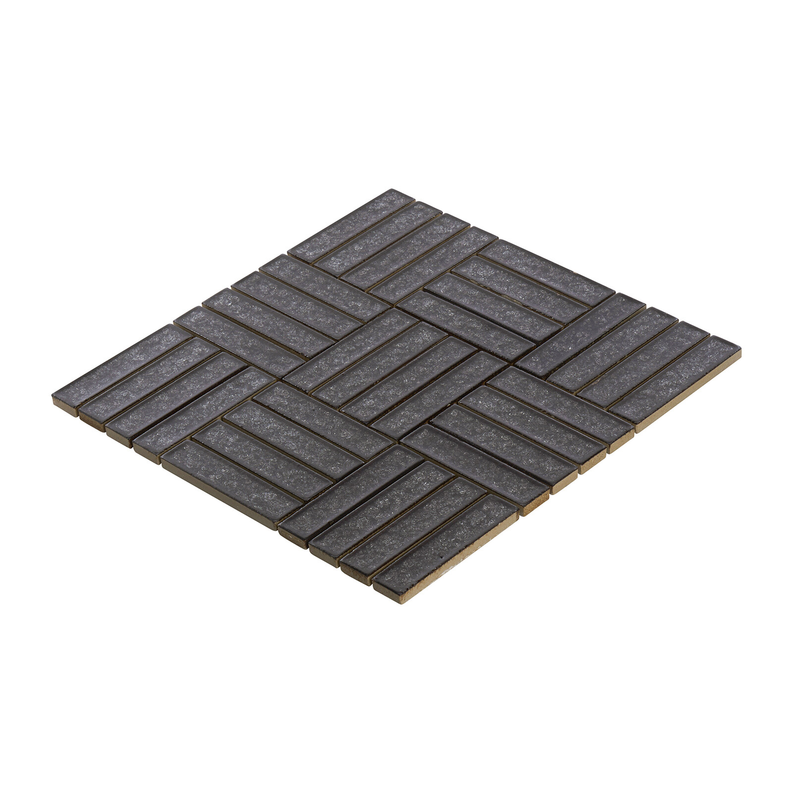 Black Crackle Glass Basketweave Parquet Mosaic Tile Kitchen Bath Wall Backsplash