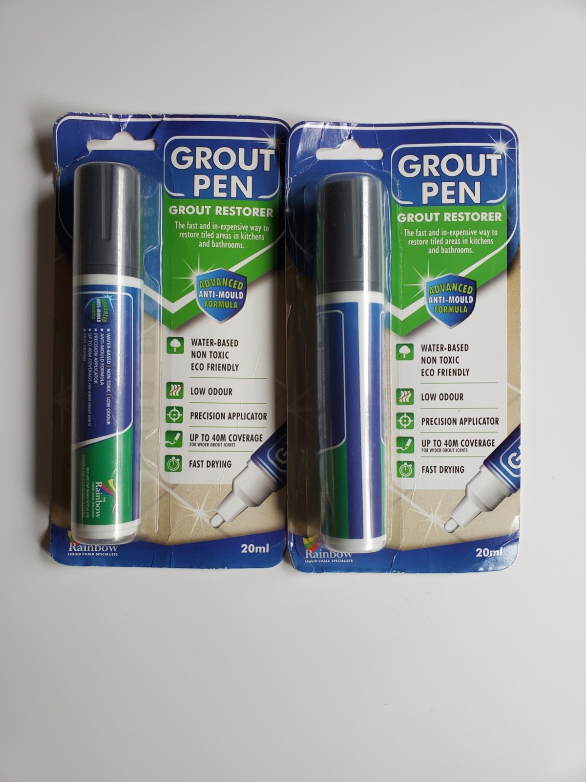 Grout Pen Dark Grey Tile Grout Paint Marker: Wide 15mm Tip ( 20mL) 2 Pack