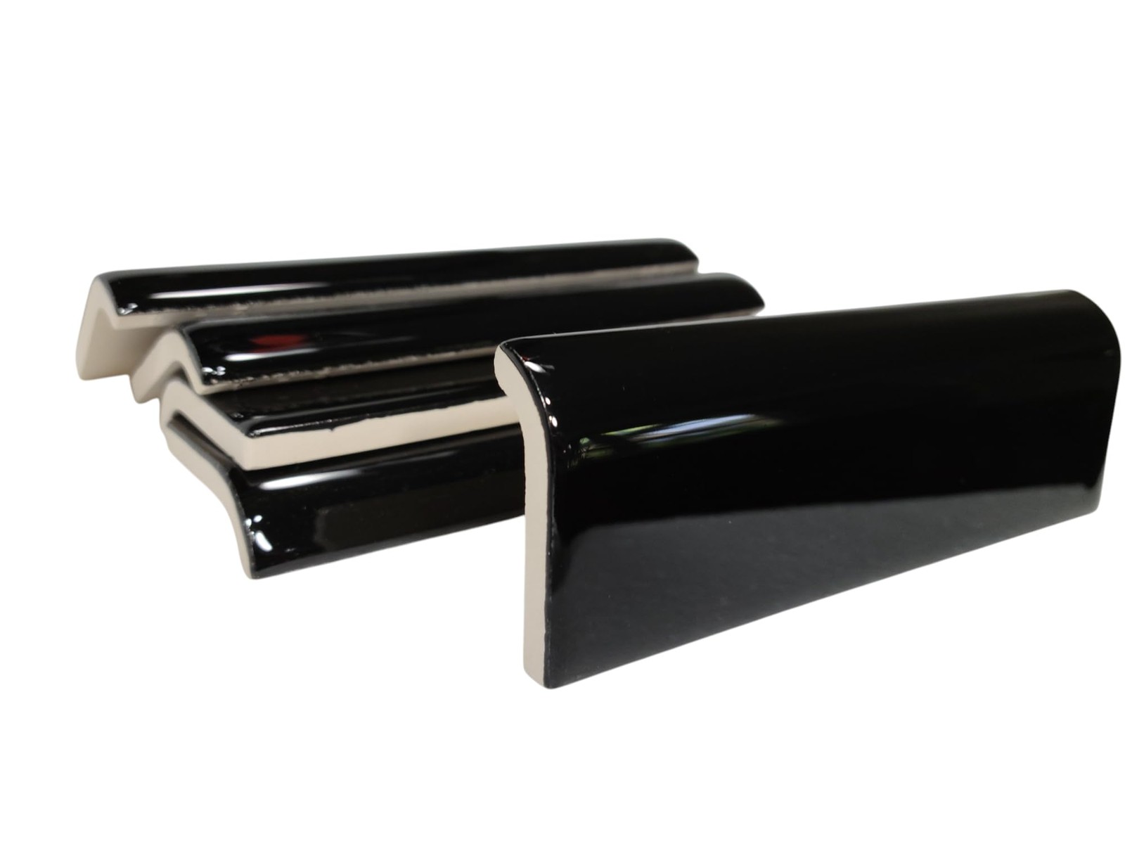 Black 2 x 6 in Ceramic Tile Bullnose Mud Cap Trim Edge 2×6 inch Mudcap American