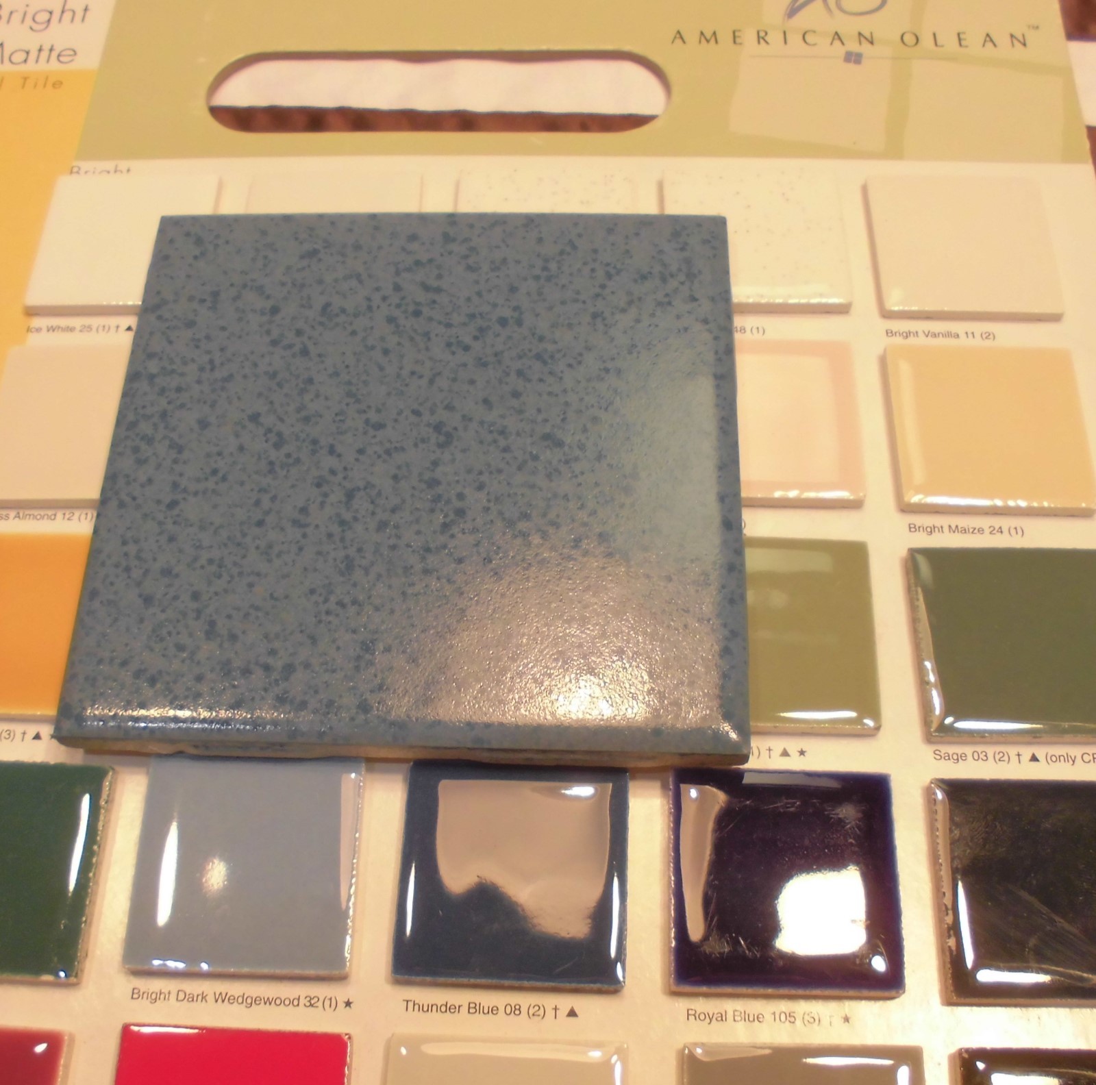 1 pc. *Thunder Blue* Matte Ceramic Tiles 4-3/8″ Crystal Glazed by M.C.T. NOS