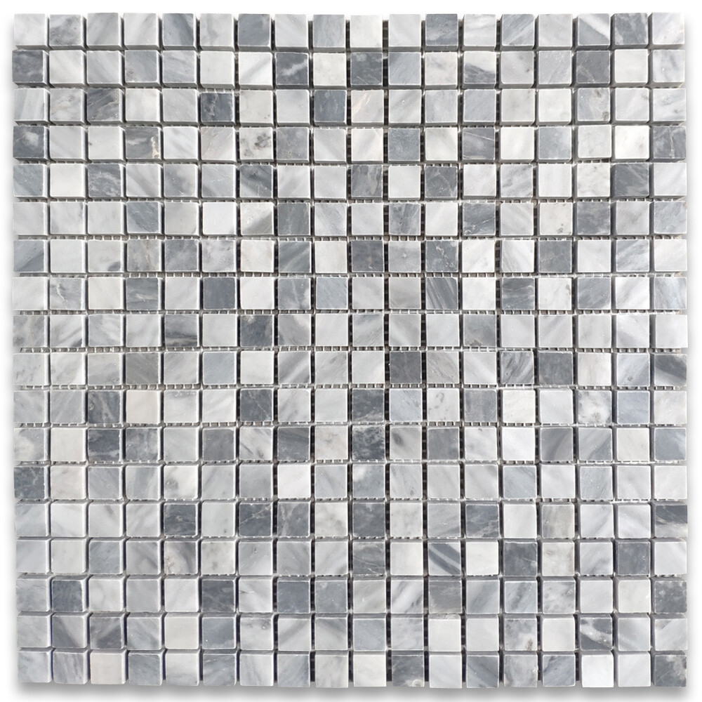 K22XH Bardiglio Gray Marble Square Mosaic Tile Honed 5/8×5/8 Grid