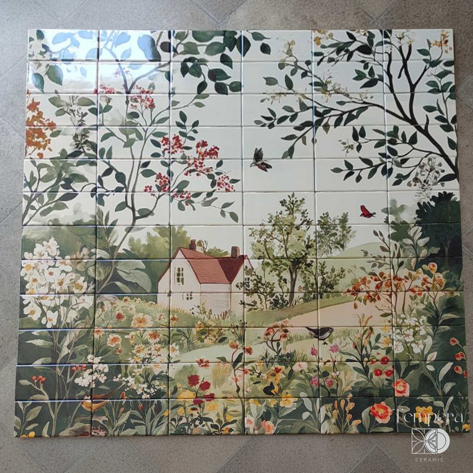 Country House Tiles, Farmhouse in the garden tiles backsplash, kitchen tiles