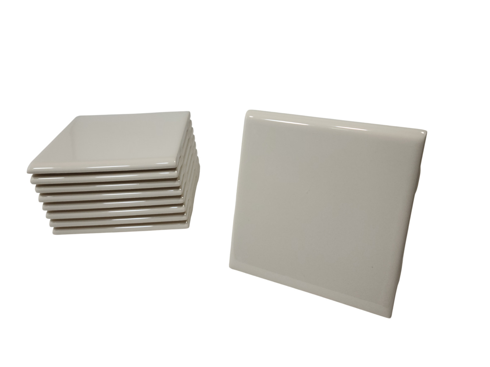 Beige Bullnose 4.25 in Ceramic Tile Almond Bone Subway Square Curved Edge Trim